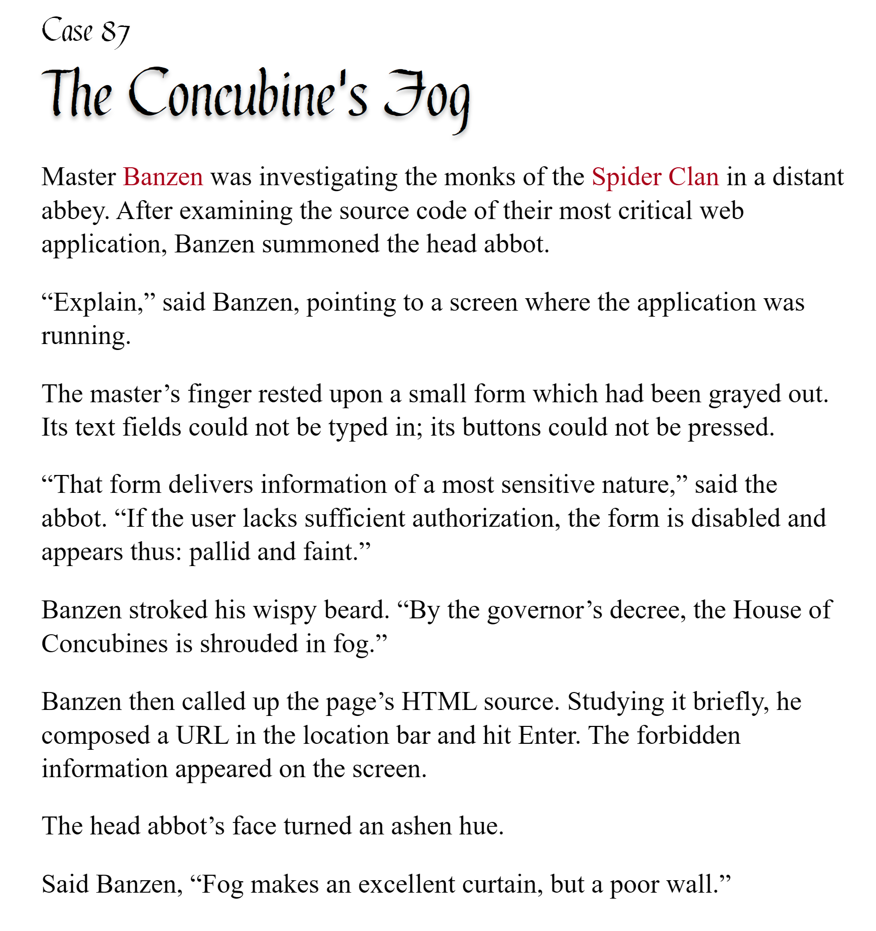 The Codeless Code, Case 87