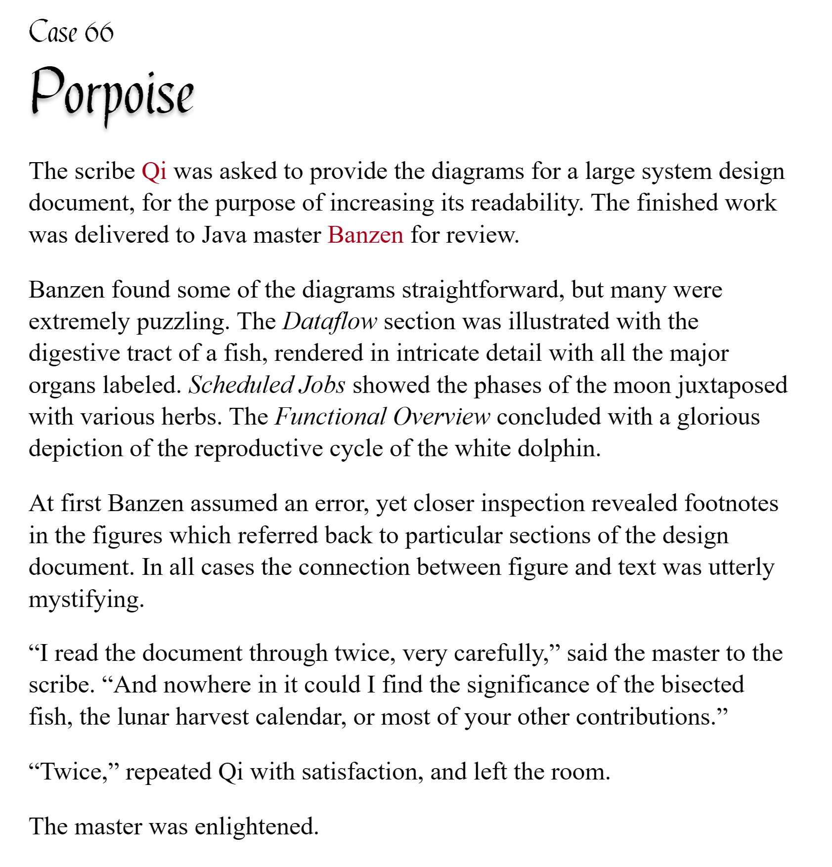 The Codeless Code, Case 66